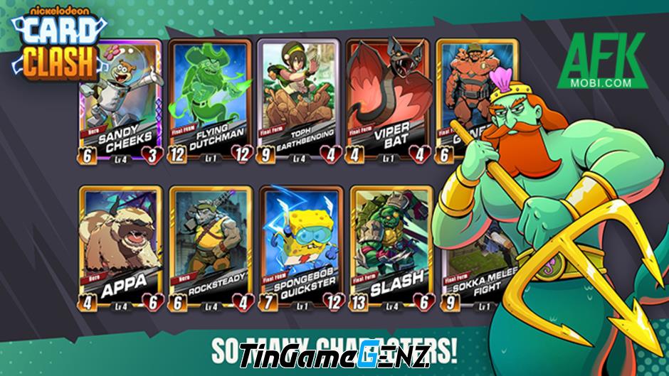 Game chiến thuật thẻ bài Nickelodeon Card Clash với chủ đề đa vũ trụ hoạt hình