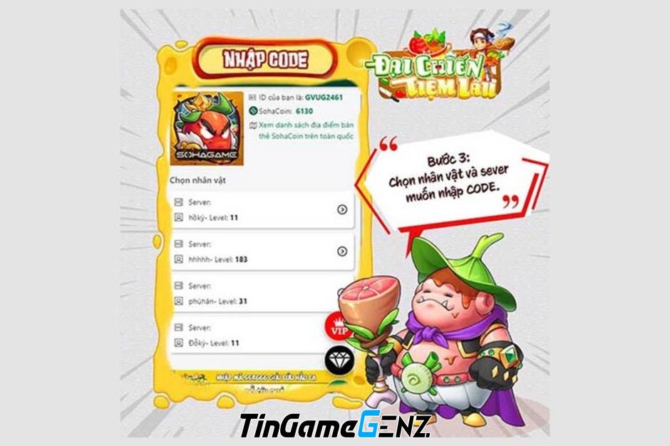 Game Đại Chiến Tiệm Lẩu phiên bản mới nhất tháng 7/2024: Hướng dẫn cách nhập mã code chi tiết