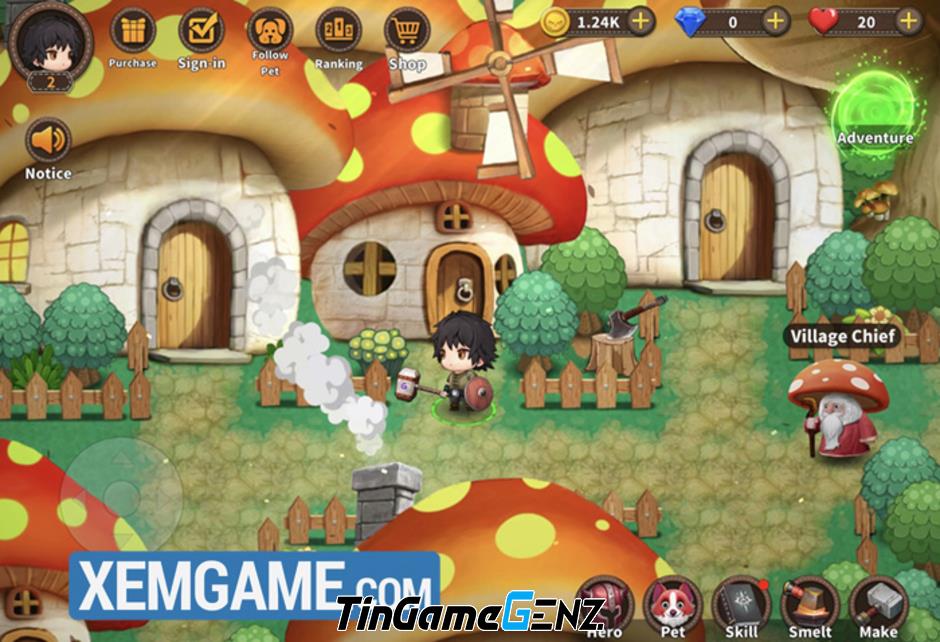 Game Mushroom Knight - trò chơi hấp dẫn với cốt truyện đi cảnh độc đáo để giải trí.