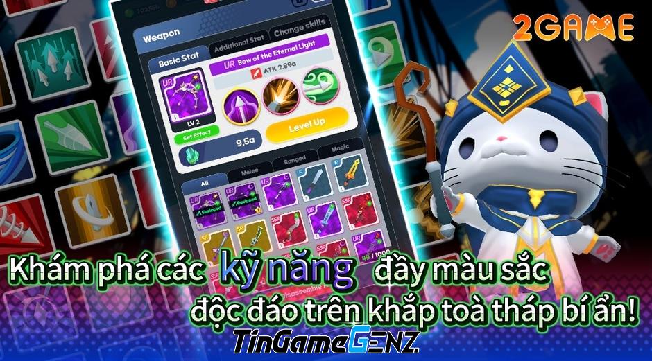 Game nhàn rỗi Tower Cat Rising: Idle Cat RPG với chú mèo siêu dễ thương