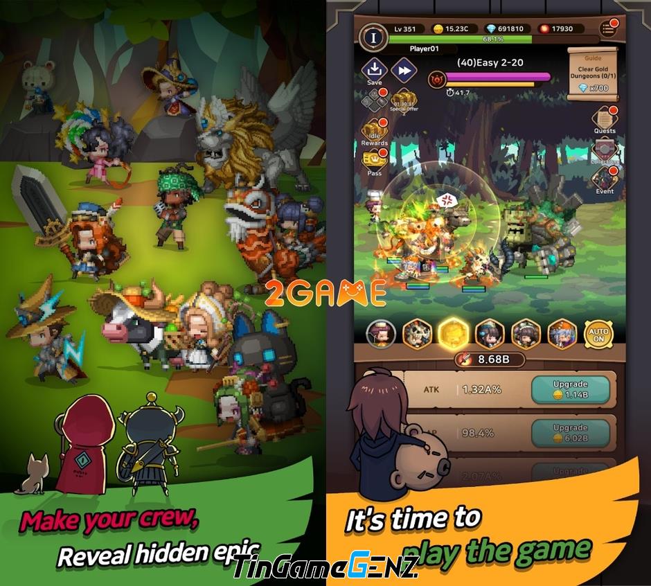 Game nhập vai pixel siêu cuốn - Hero Kingdom Idle RPG.