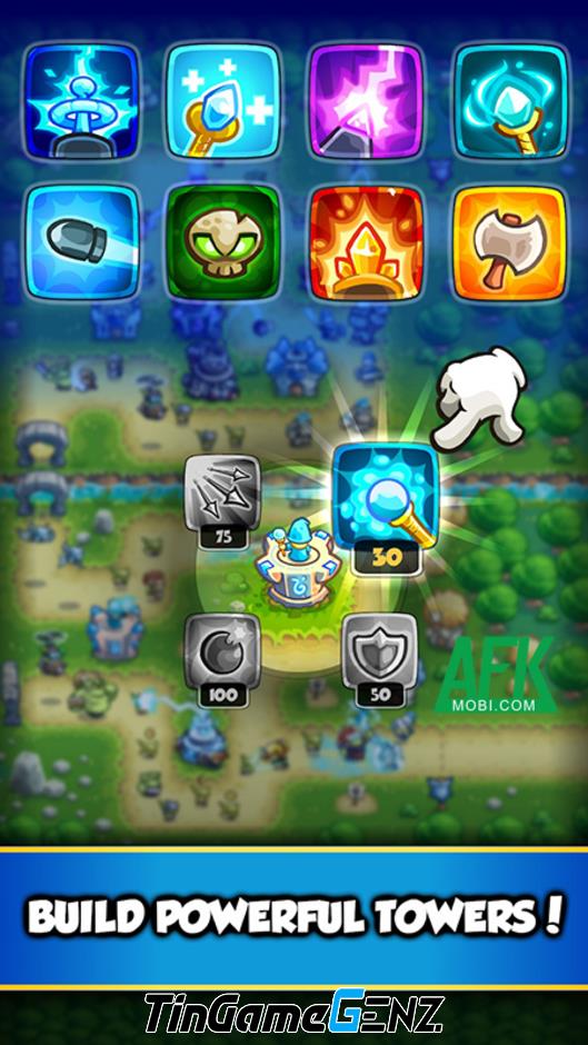 Game phòng thủ PvP Battle Towers với nền đồ họa ngộ nghĩnh