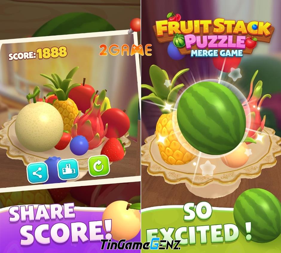 Ghép trái cây bằng cách ném vào dĩa trong Fruit Stack Puzzle Game.