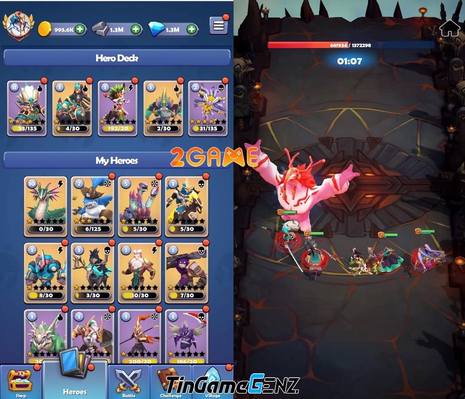 Ghép tướng giải trí trong Idle Sky Village - Hero Merge