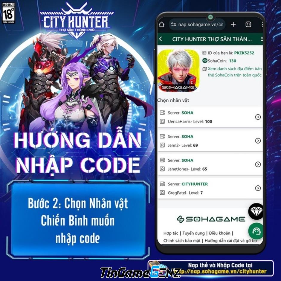 Gift code City Hunter Thợ Săn Thành Phố và cách nhập