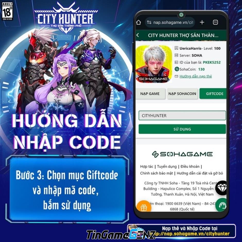 Gift code City Hunter Thợ Săn Thành Phố và cách nhập