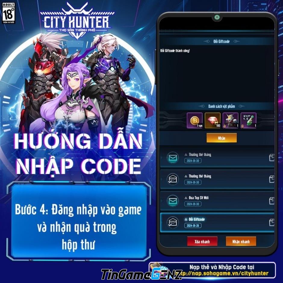 Gift code City Hunter Thợ Săn Thành Phố và cách nhập