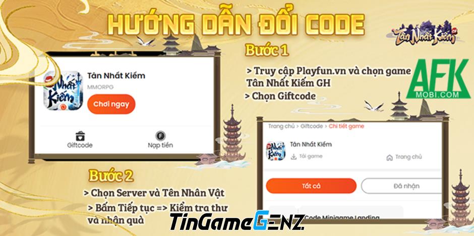 Gift code game Tân Nhất Kiếm Giang Hồ mới nhất tháng này