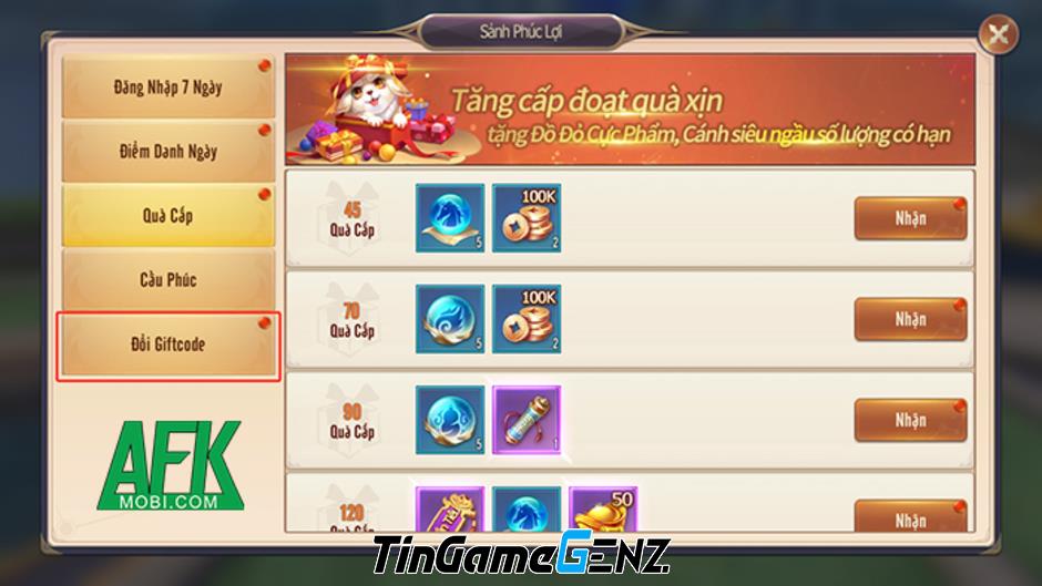 Gift code game Tiên Vương 4D – Funtap mới nhất tháng này