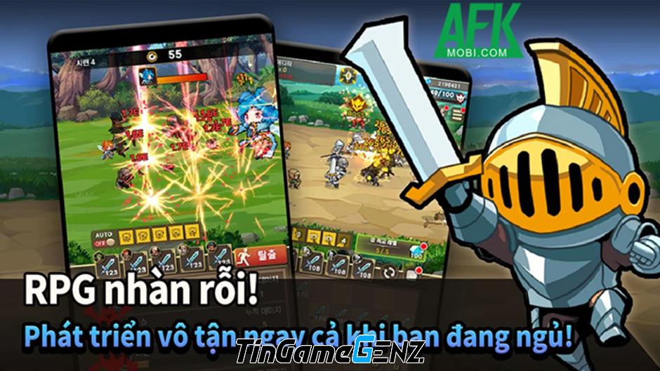 Hãy thu thập đội hiệp sĩ để bảo vệ Cây Thế Giới trong Rush! Knights: Idle RPG