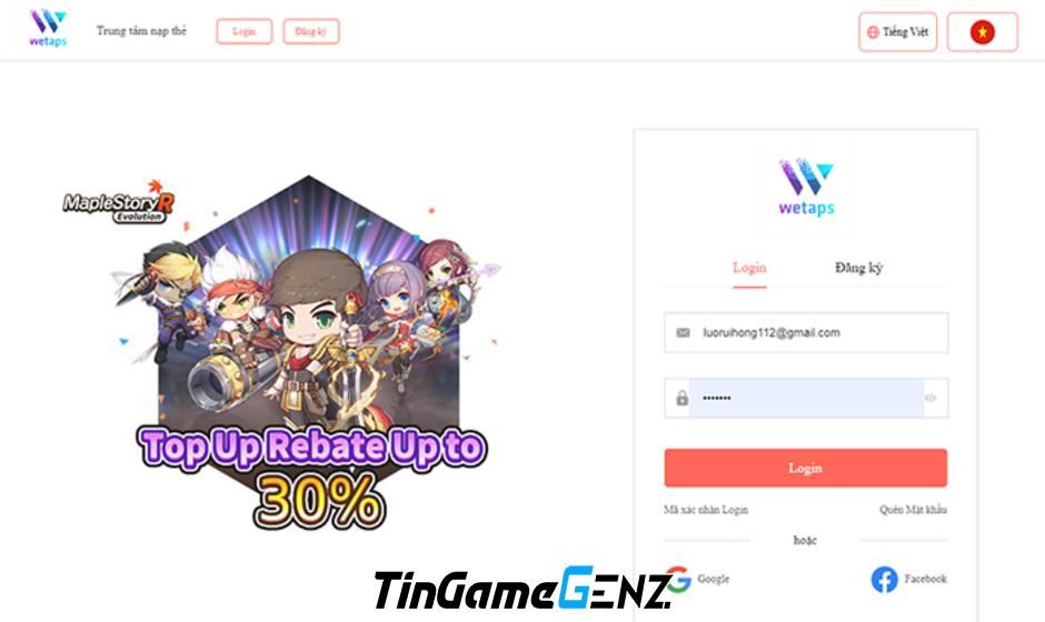 Hướng dẫn nạp tiền vào game MapleStory R: Evolution Việt Nam nhanh chóng và dễ dàng