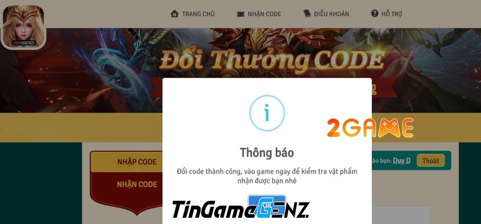 Hướng dẫn nhập mã Giftcode Thánh Quang Thiên Sứ mới nhất