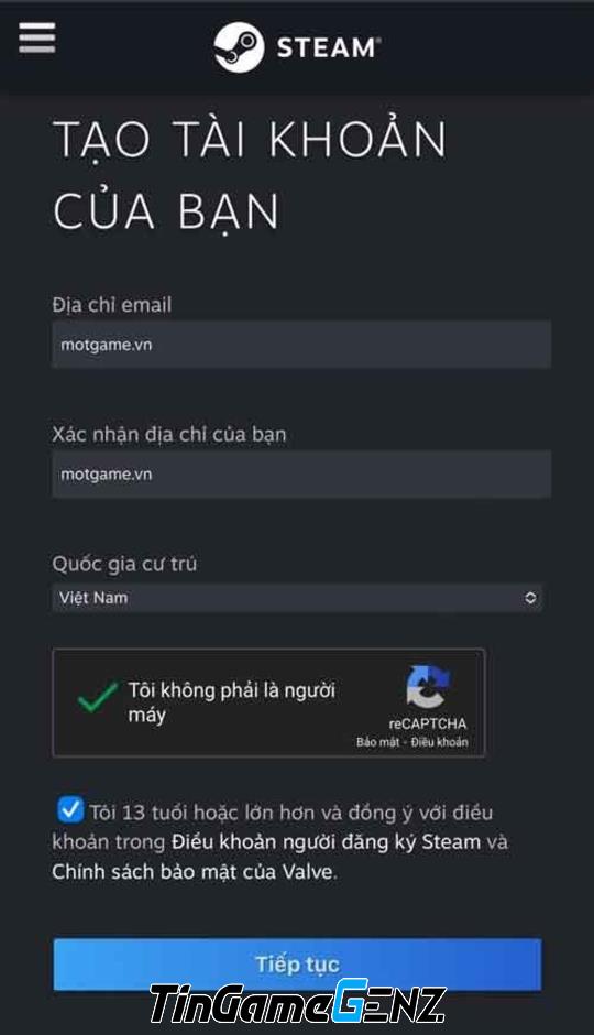 Hướng dẫn tạo tài khoản Steam trên điện thoại trong 5 phút