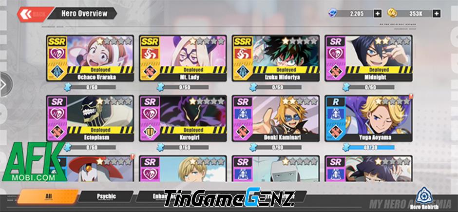 Khám Phá Class Anh Hùng Đỉnh Cao Trong Game Đấu Tướng My Hero Academia Với Đồ Họa 3D Anime Nổi Bật