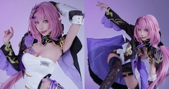 Khám Phá Nghệ Thuật Cosplay Đẹp Xuất Sắc Elysia Từ Honkai Impact 3rd Bên Chị Em Chiro