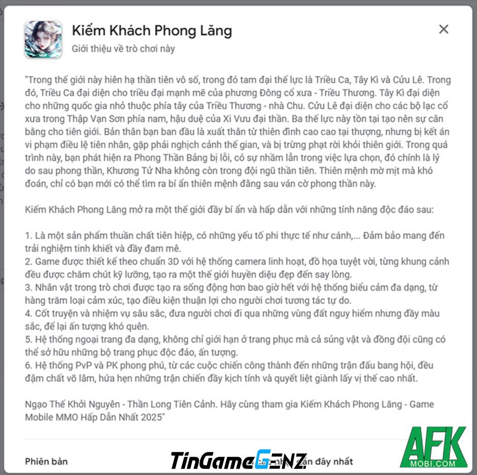 Khám Phá Thế Giới Tu Tiên Huyền Ảo Trong Game Kiếm Khách Phong Lăng: Một Trải Nghiệm Đáng Nhớ!