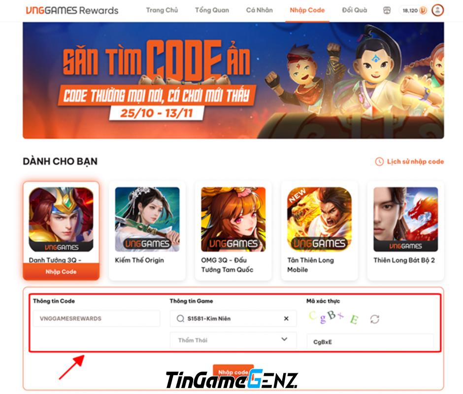 Kiếm Thế Origin cung cấp mã code miễn phí qua VNGGames Rewards
