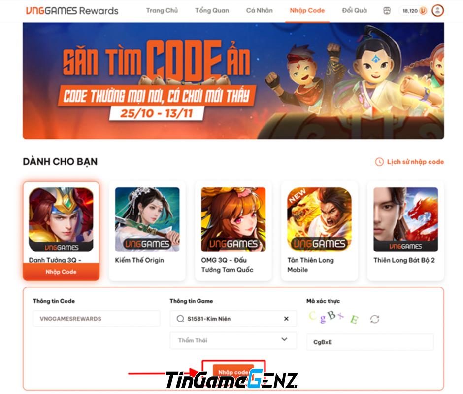 Kiếm Thế Origin cung cấp mã code miễn phí qua VNGGames Rewards