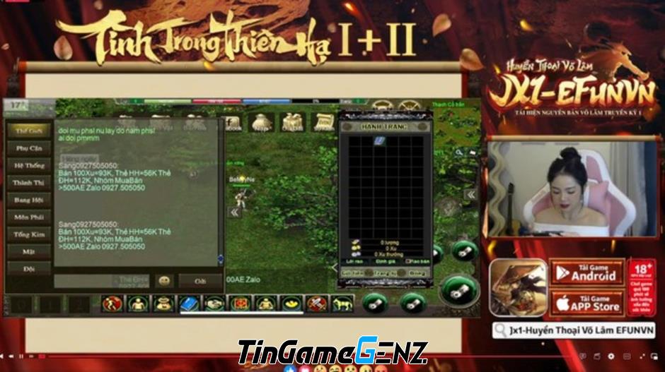 KOLs livestream JX1 Efunvn Mobile - Hiếm thấy trong thị trường game nhập vai kiếm hiệp.