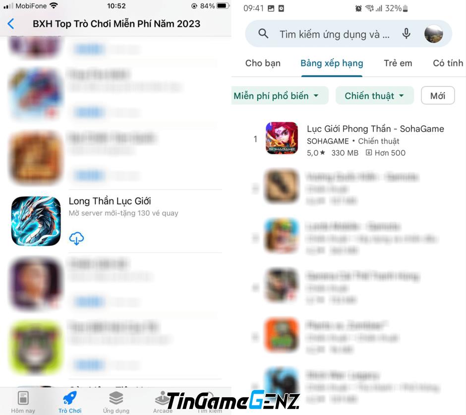 Lục Giới Phong Thần lọt Top trò chơi miễn phí 2023 trên App Store.