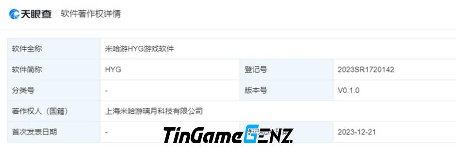 miHoYo đăng ký bản quyền cho game mới, khởi đầu năm mới.