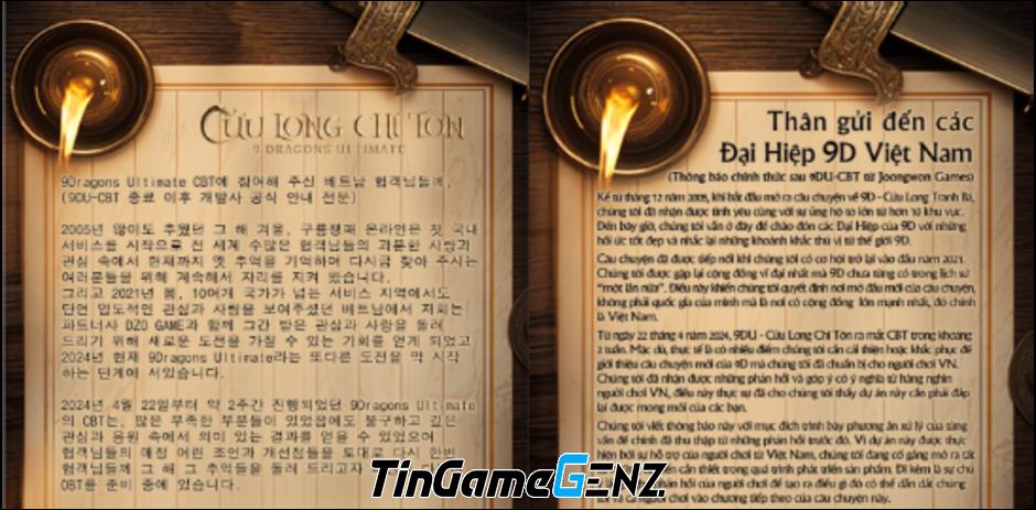 Nhà phát triển Joongwon Games phản hồi về Cửu Long Chí Tôn