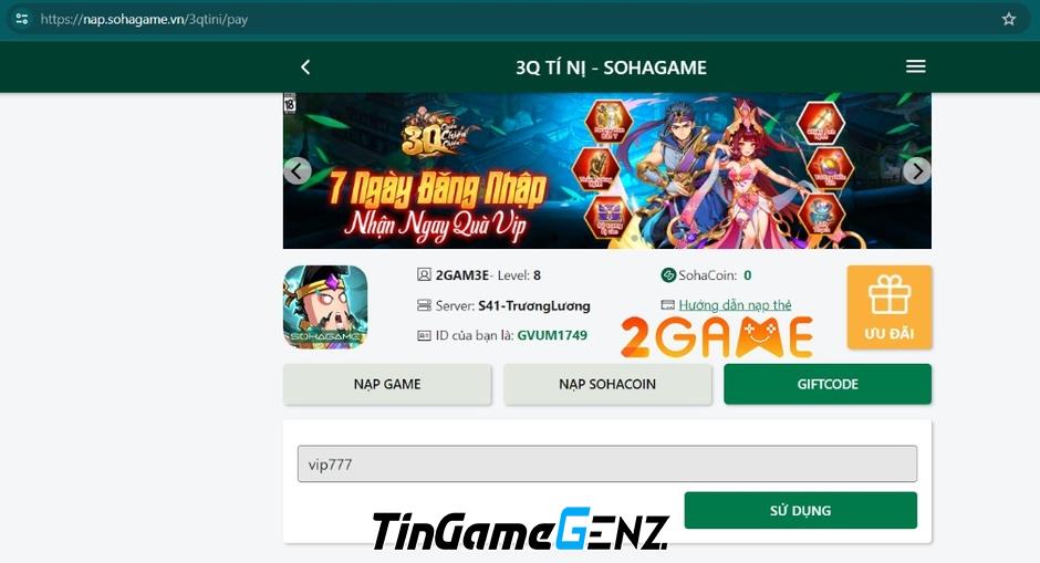 Nhận quà tặng nhanh tay với Giftcode mới nhất của game 3Q Tí Nị