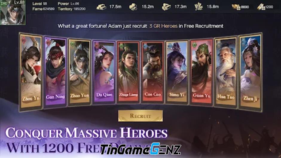 Ra mắt chính thức Throne of Three Kingdoms trên Android và IOS