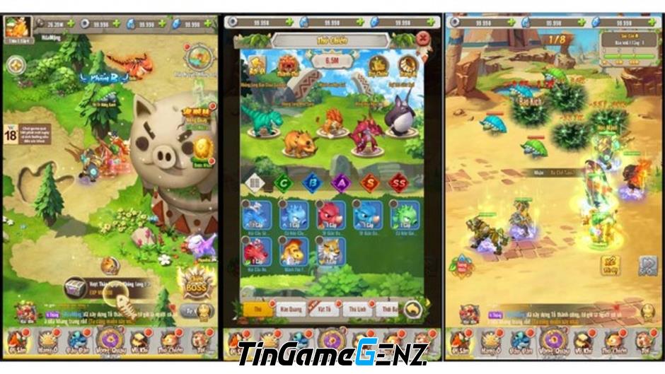 Săn bắt Khủng Long thoả thích trong game Bộ Lạc Thần Thú Mobile.