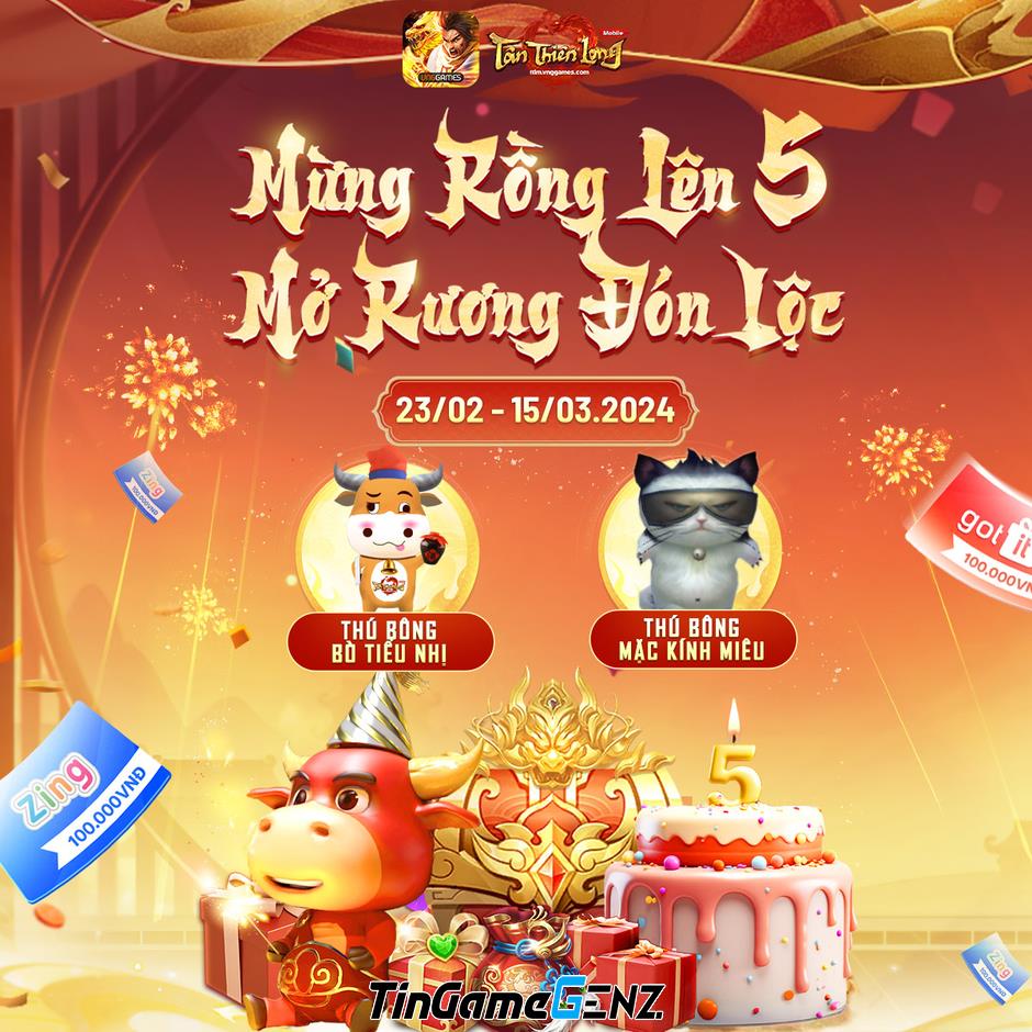 Tân Thiên Long Mobile VNG tổ chức tiệc lớn chào mừng sinh nhật lần thứ 5