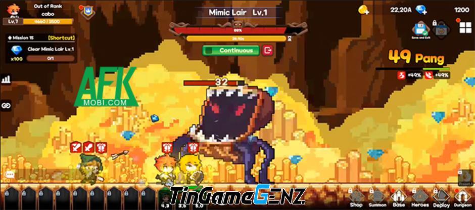 Tập hợp đội anh hùng trong game Pixel Heroes Idle