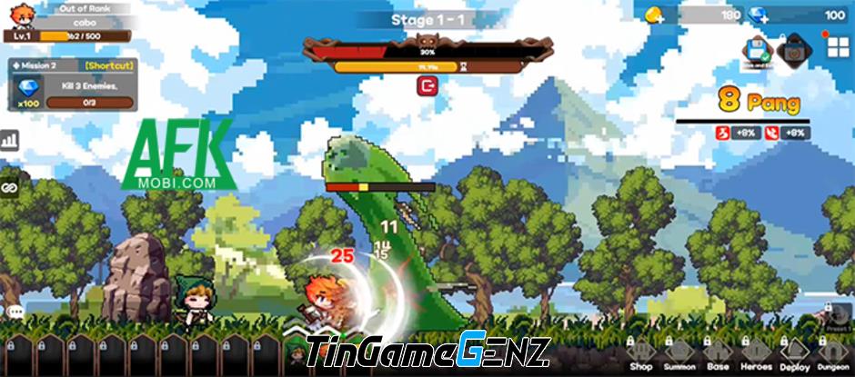 Tập hợp đội anh hùng trong game Pixel Heroes Idle