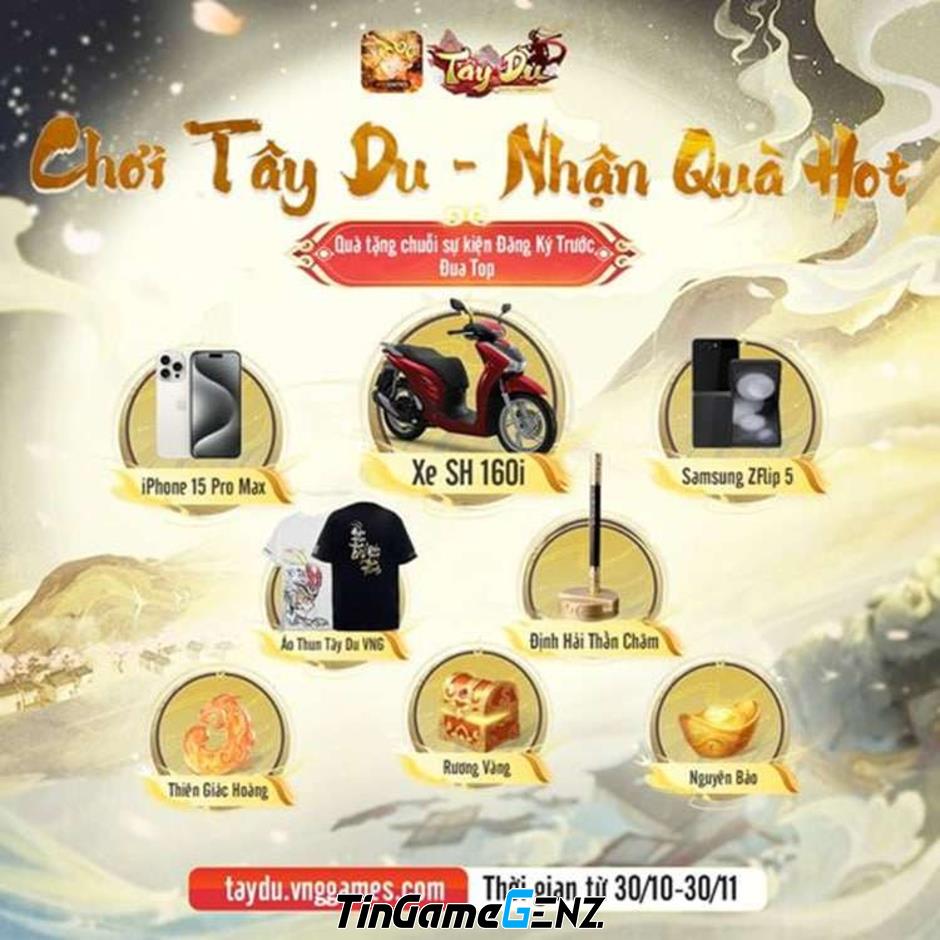 Tây Du VNG: Đại Náo Tam Giới ra mắt với hàng ngàn giftcode miễn phí cho game thủ.