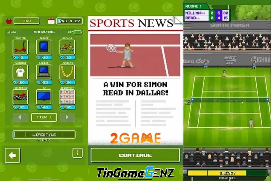 Tennis Retro Slam: Xây dựng sự nghiệp quần vợt của bạn