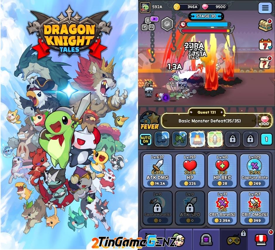 Thu phục chú rồng đáng yêu trong Dragon Knight Tales: Idle RPG