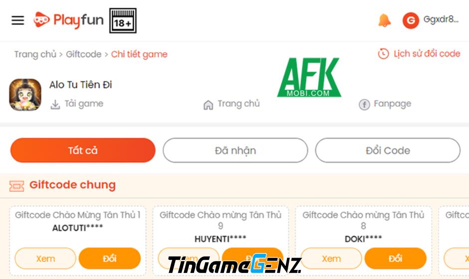 Tổng hợp gift code game Alo Tu Tiên Đi tháng này