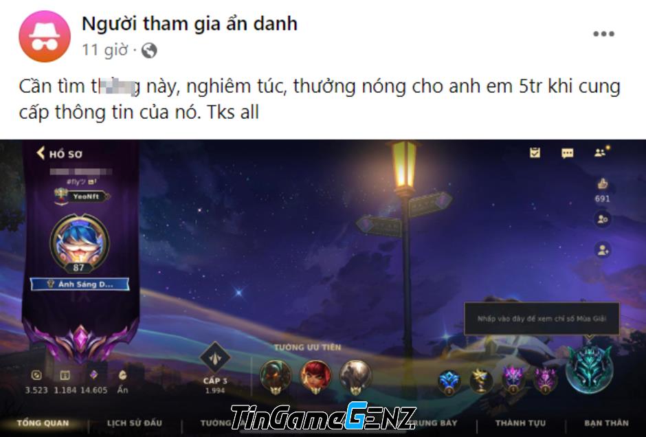 Treo thưởng nóng truy tìm kẻ phá game, người chơi Tốc Chiến tức giận