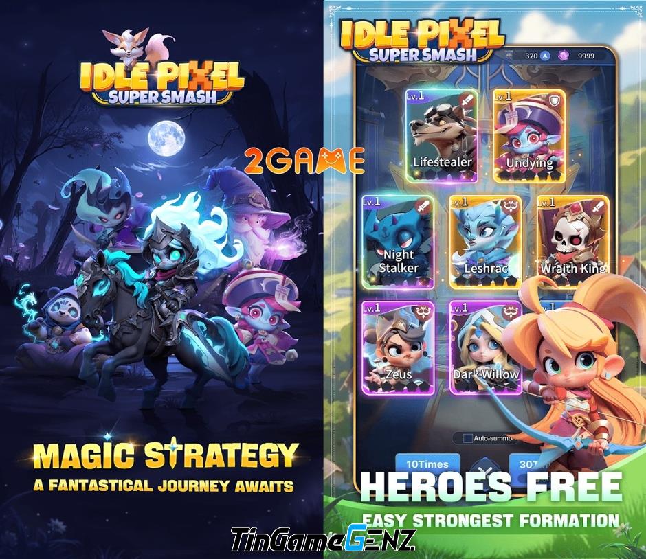 Triệu hồi anh hùng trong Idle Pixel Super Smash để đánh bại Hắc Ám