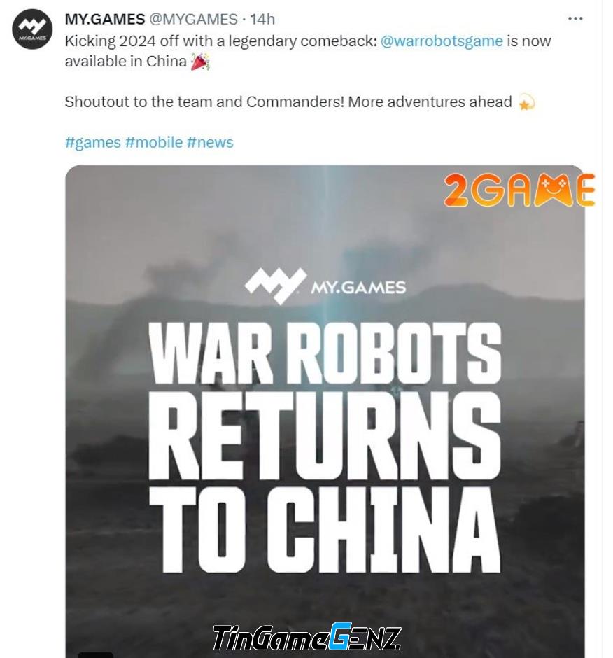 War Robots Mobile - Game bắn súng hàng đầu của MY.GAMES trở lại tại Trung Quốc