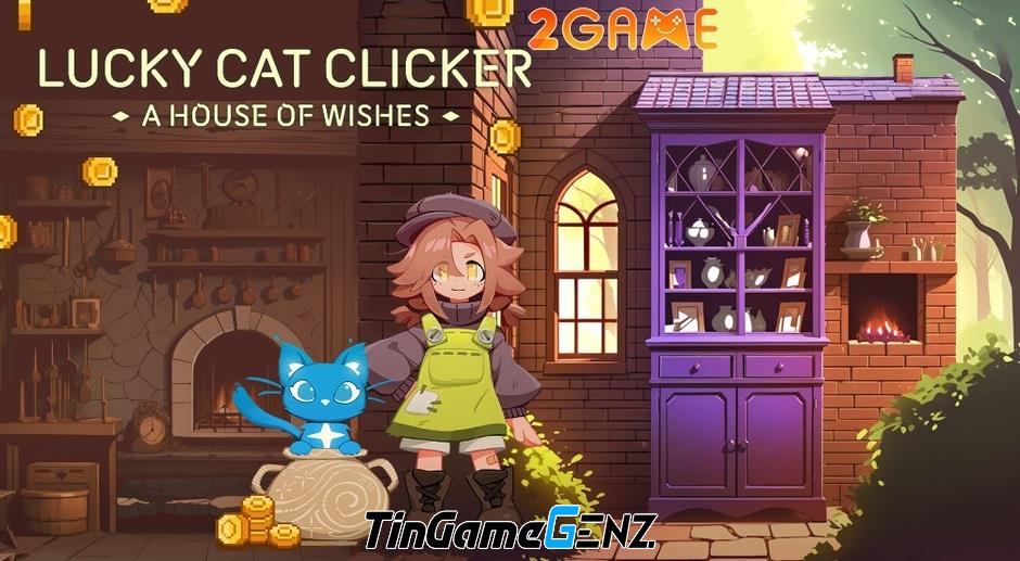 Xây dựng ngôi nhà đẹp cùng chú mèo ma thuật trong Lucky Cat Clicker