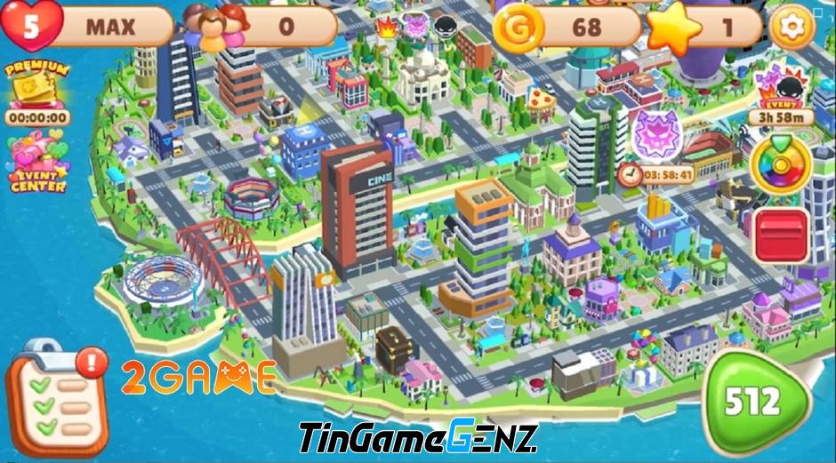 Xây dựng thành phố đảo trong game xếp hình Harbor City with Puzzle