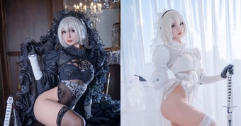 Yuki Neko costume thành 2B trong NieR: Automata với phiên bản Âm Dương