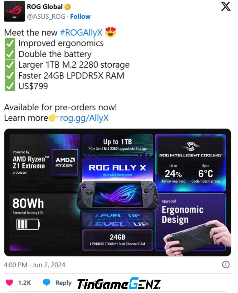 Asus ROG Ally X ra mắt: Nhiều cải tiến mới