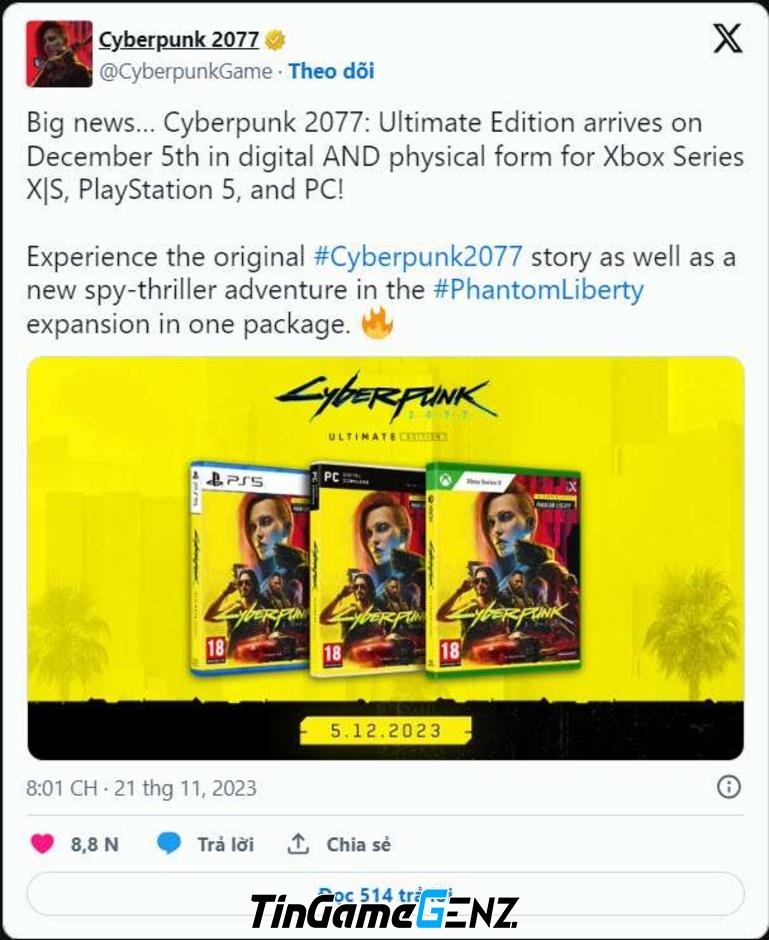 Cyberpunk 2077 công bố phiên bản cuối cùng đã chính thức ra mắt