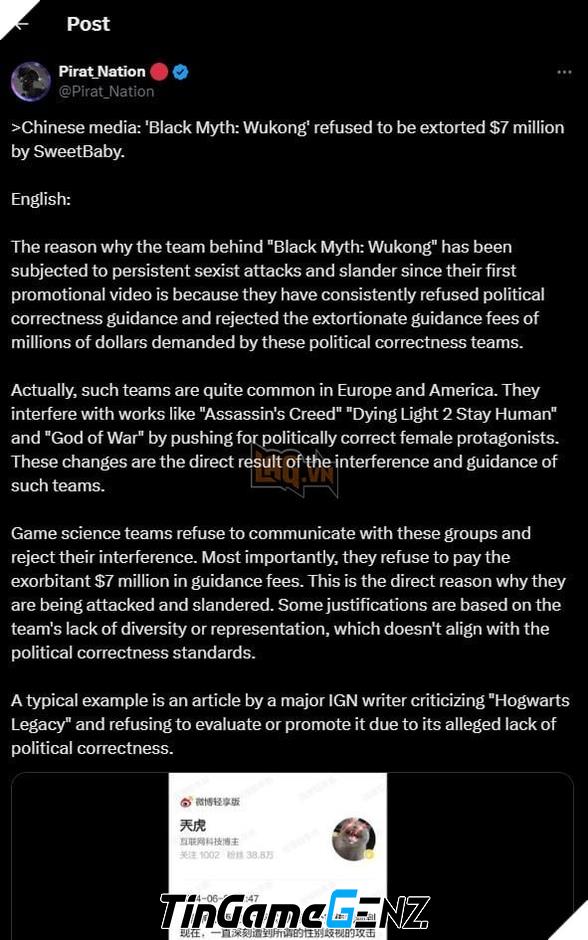 Game Science gợi ý phản ứng với các cáo buộc xoay quanh Black Myth: Wukong