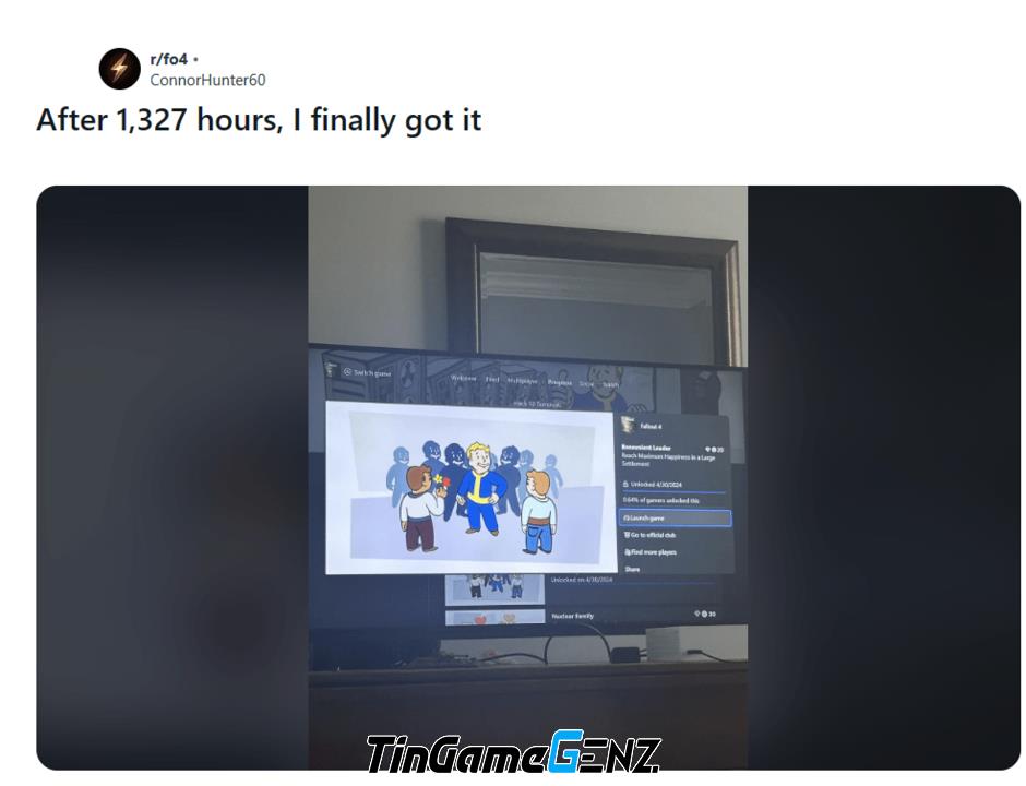 Game thủ Fallout 4 mở khóa thành tích khó nhất sau hơn 1.000 giờ chơi