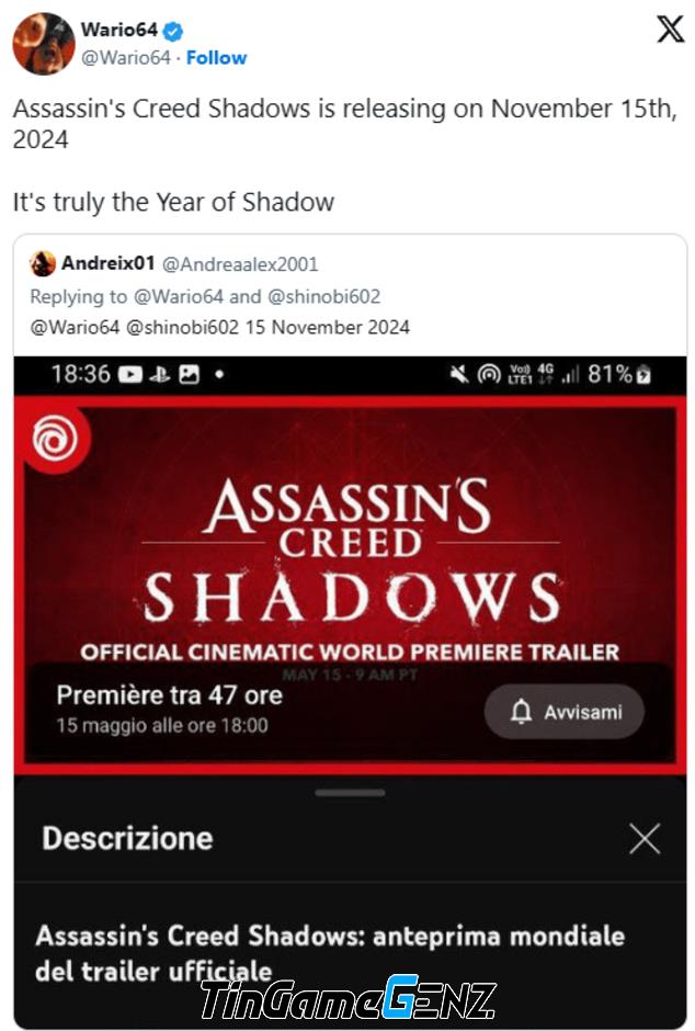 Ngày phát hành và DLC của Assassin’s Creed Shadows bị rò rỉ