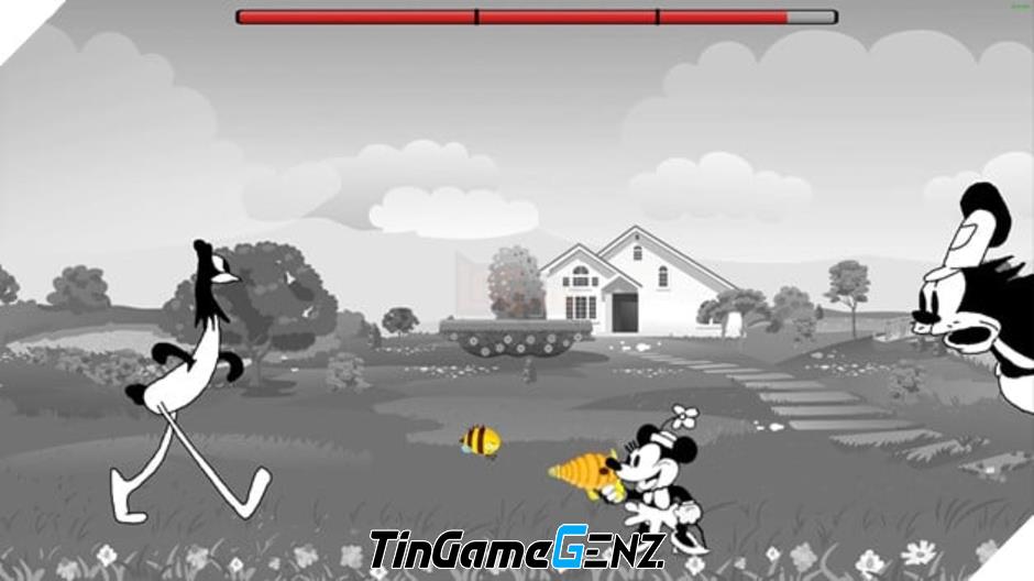 Steambot Willie gặp Cuphead trong trò chơi Rubber Hose Rampage