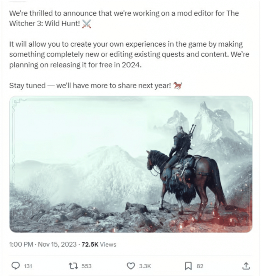 The Witcher 3 sẽ được cập nhật tính năng miễn phí mà game thủ mong đợi (Note: The provided Vietnamese translation is shortened, you may add more details if needed)