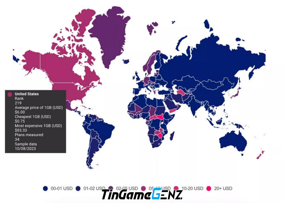 Vietnam có giá internet rẻ nhất thế giới.